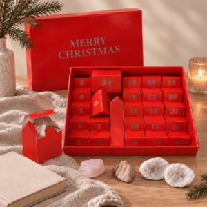 Edelstenen adventskalender met 25 verrassingen en natuurlijke edelstenen