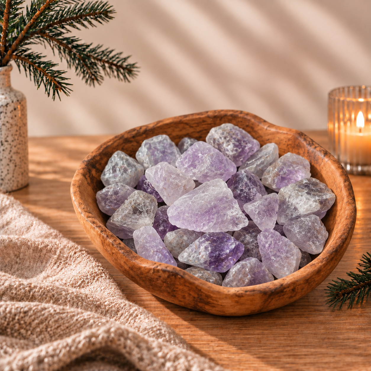 Edelstenen adventskalender met kristallen en mineralen - amethist