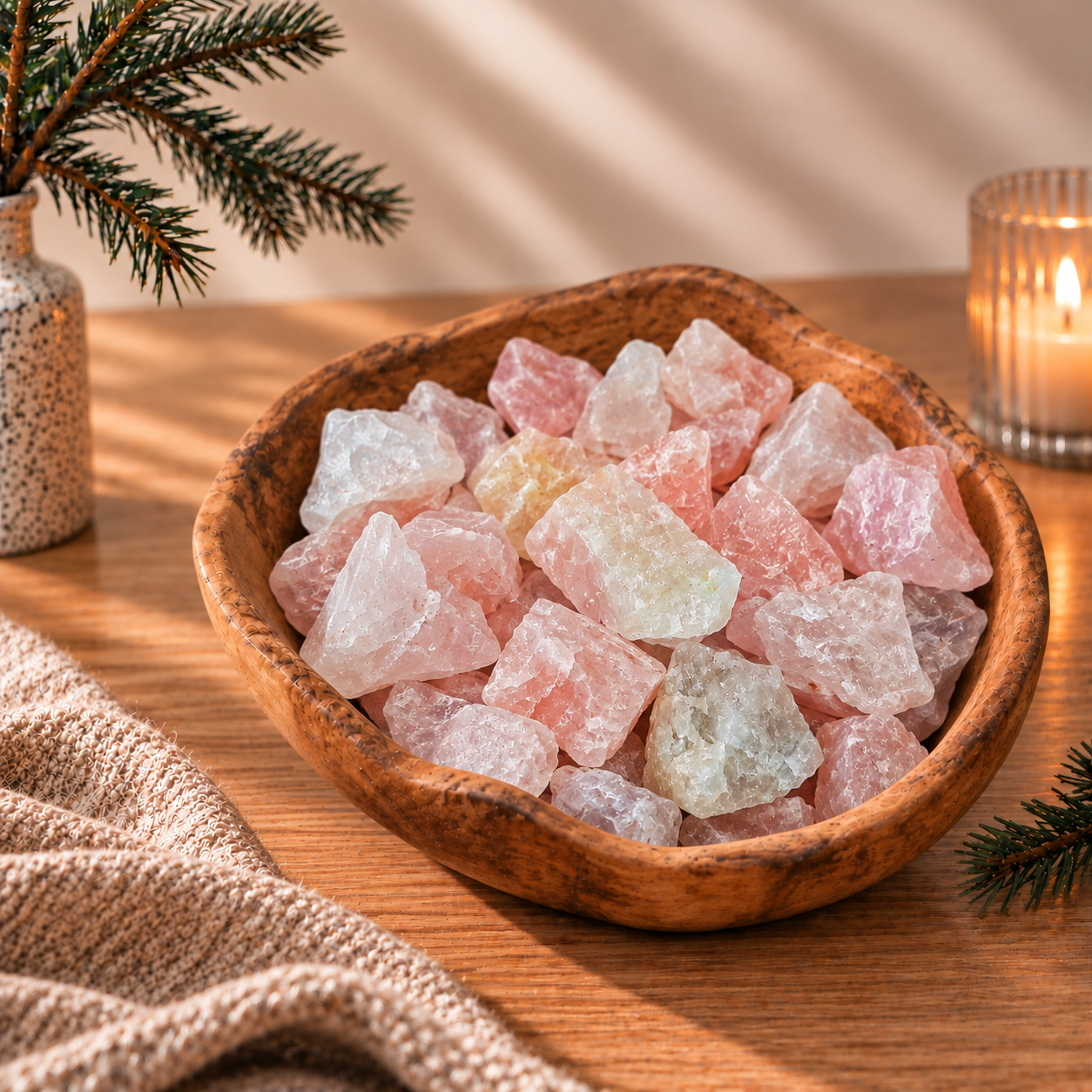 Edelstenen adventskalender met kristallen en mineralen - rozenkwarts
