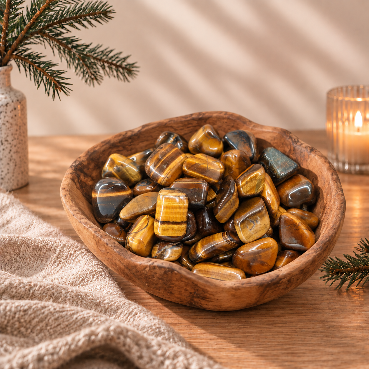 Edelstenen adventskalender met verschillende natuurlijke stenen