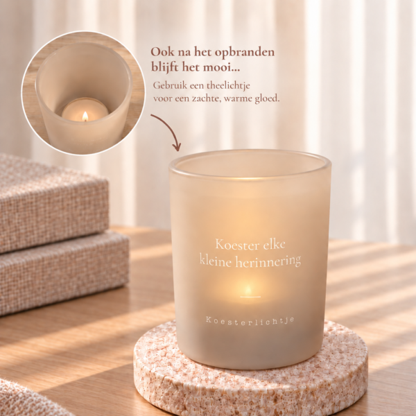 koesterlichtje beige herbruikbaar als theelichthouder