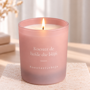 Brandend dusty roze Koesterlichtje als warme troost bij verlies